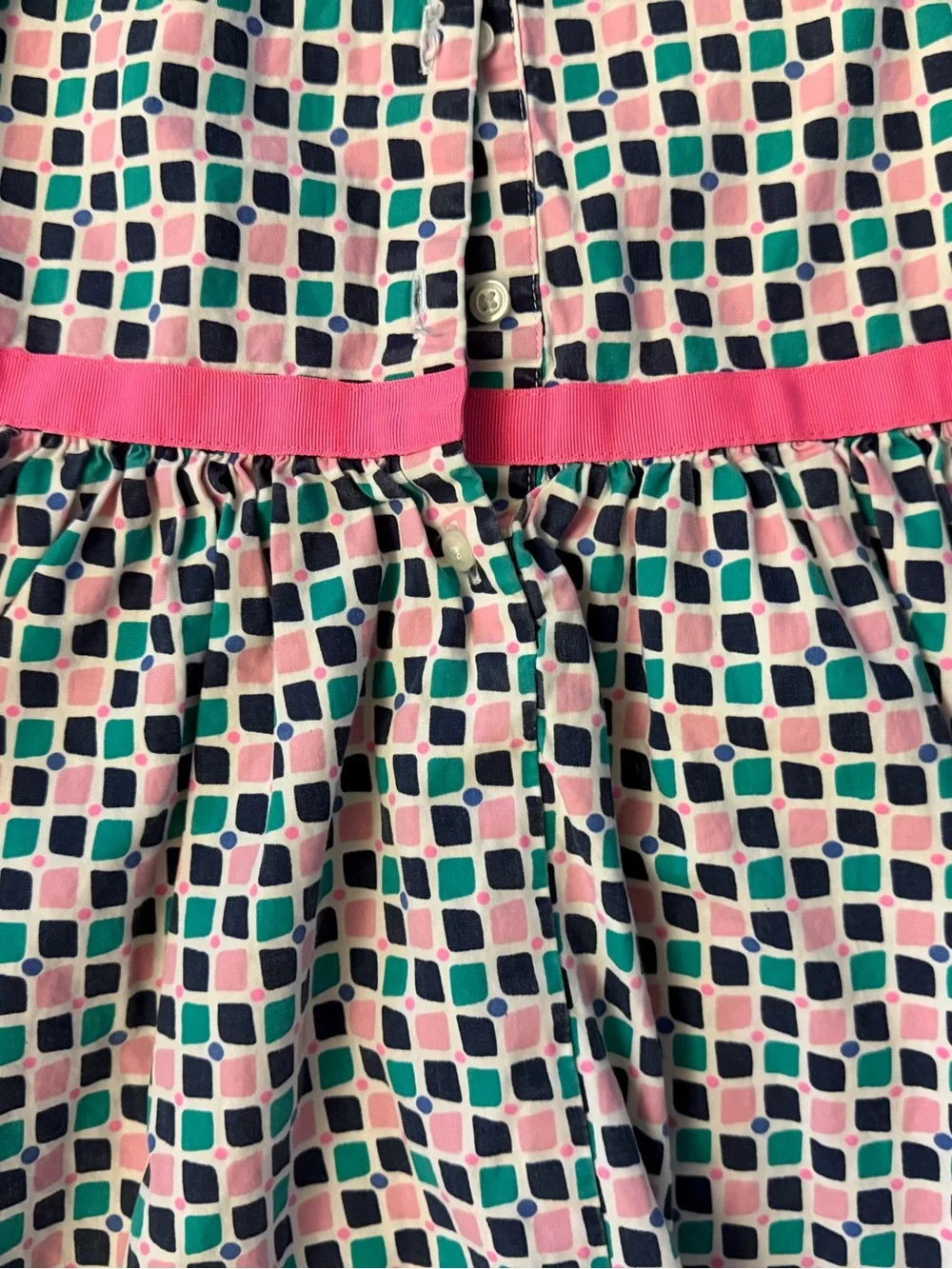 Gymboree Girl's Size 7 Pink & Teal Geometric Belted Dress